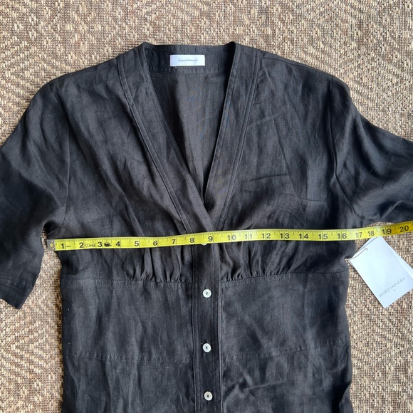 NWT Beatrice Valenzuela Linen Cubano Button Down Black Dress Size 2 MSRP $428 - Picture 2 of 11